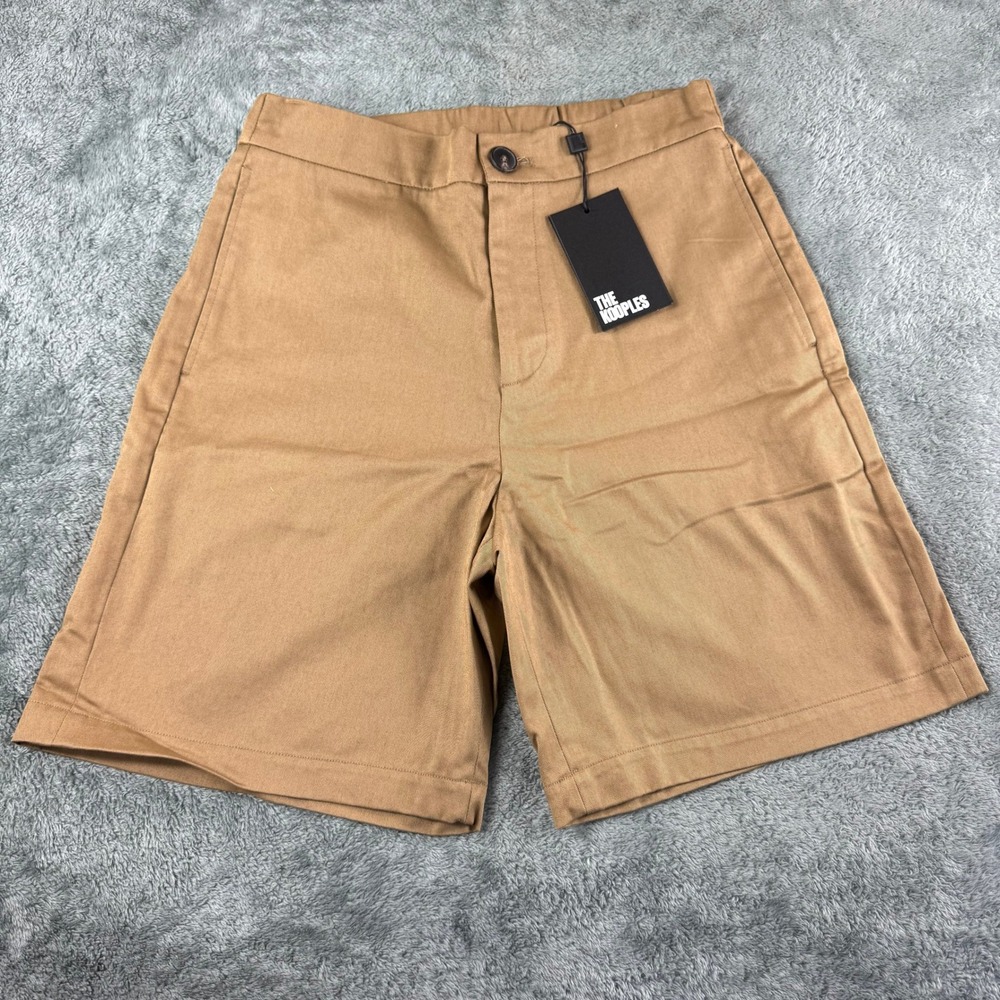 The Kooples Tan Cotton Blend Tailored Shorts Size‎ S Elastic Waist Pockets